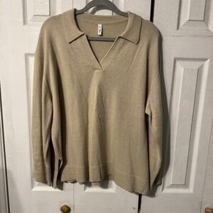 Wishlist Tan Collared Long Sleeve Sweater - Size M/L